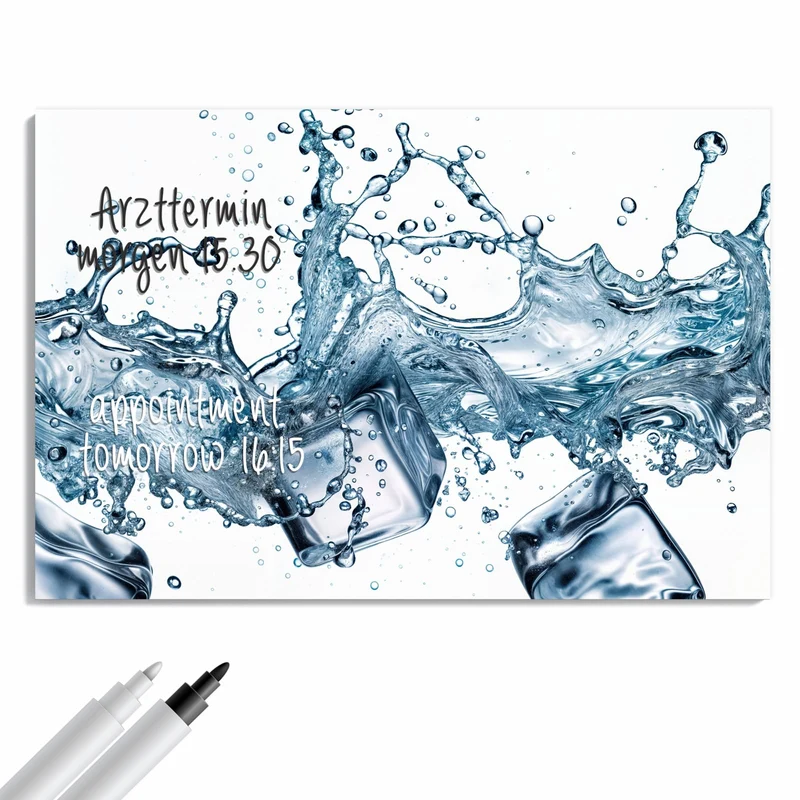 Metall Magnettafel - Eiswürfel im Wasser