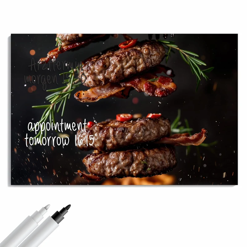Metall Magnettafel - Burger Patties
