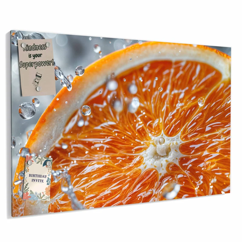 Metall Magnettafel - Orangenscheibe im Wasser