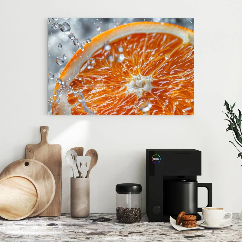 Metall Magnettafel - Orangenscheibe im Wasser