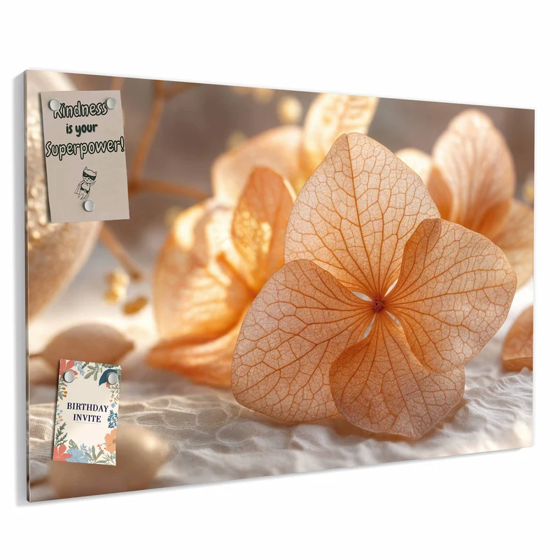 Metall Magnettafel - Hortensie in Apricot