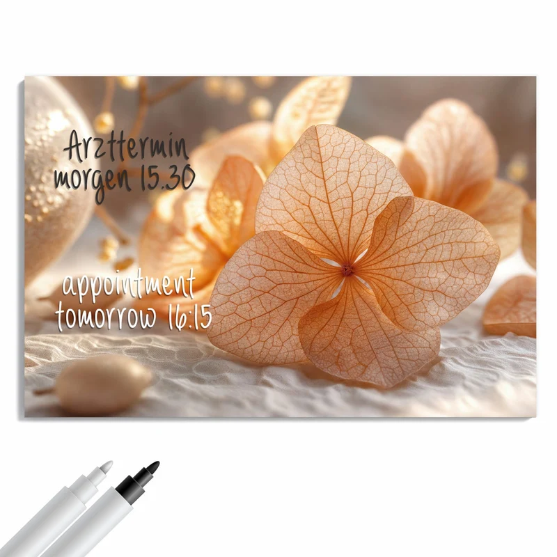 Metall Magnettafel - Hortensie in Apricot