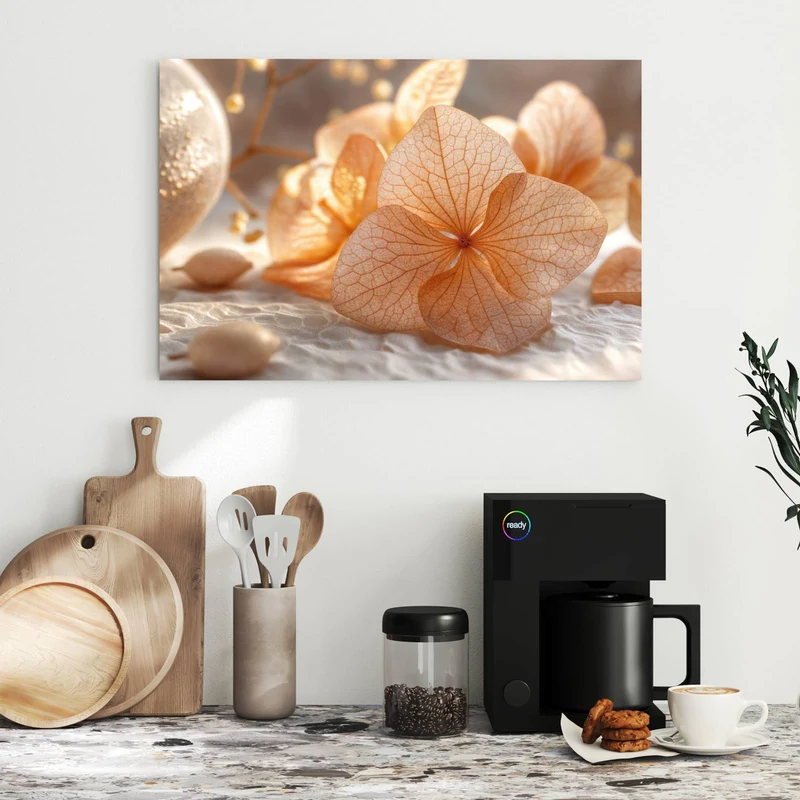 Metall Magnettafel - Hortensie in Apricot