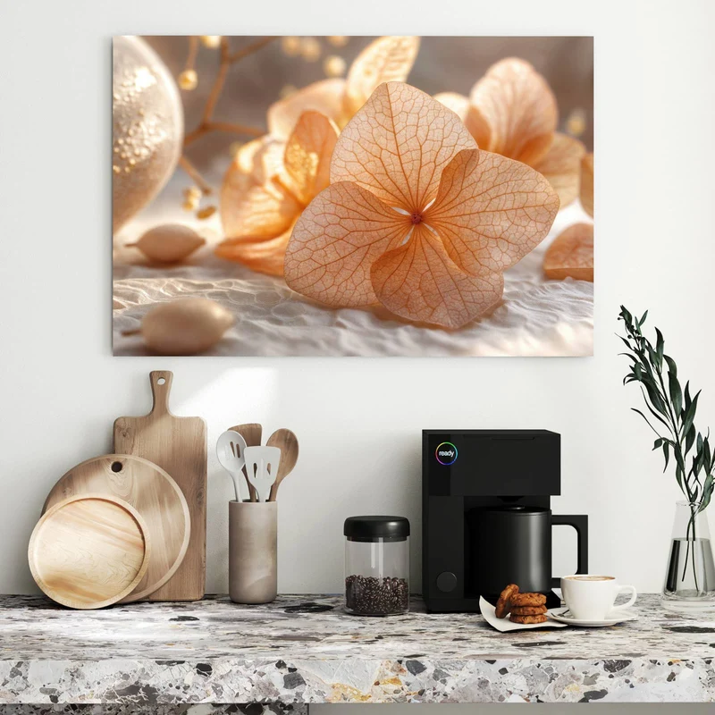 Metall Magnettafel - Hortensie in Apricot