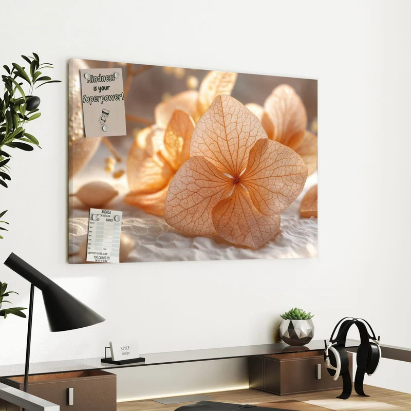 Metall Magnettafel - Hortensie in Apricot