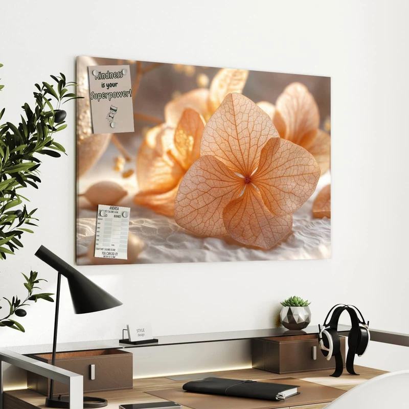 Metall Magnettafel - Hortensie in Apricot