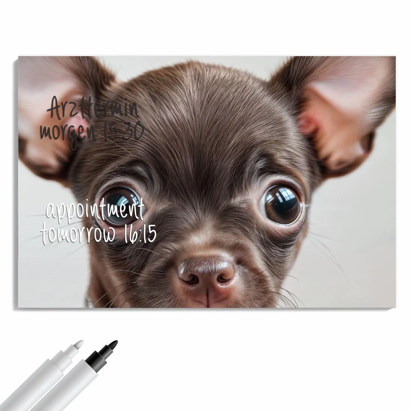 Metall Magnettafel - Chihuahua mit Halsband