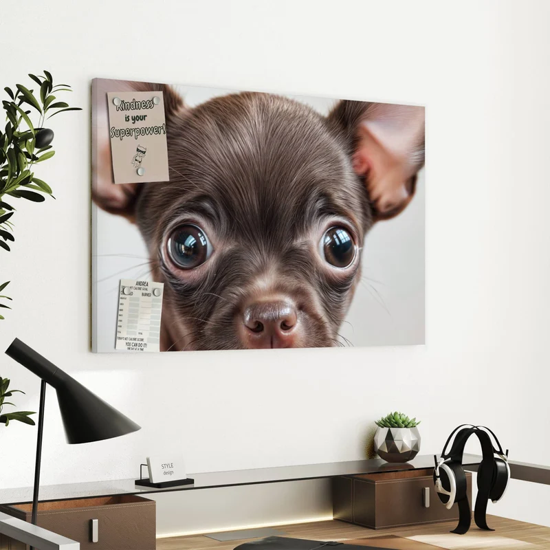 Metall Magnettafel - Chihuahua mit Halsband