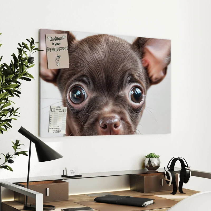 Metall Magnettafel - Chihuahua mit Halsband