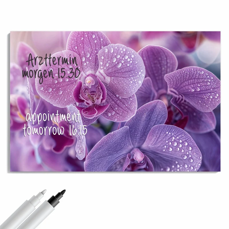 Metall Magnettafel - Orchideenblüten
