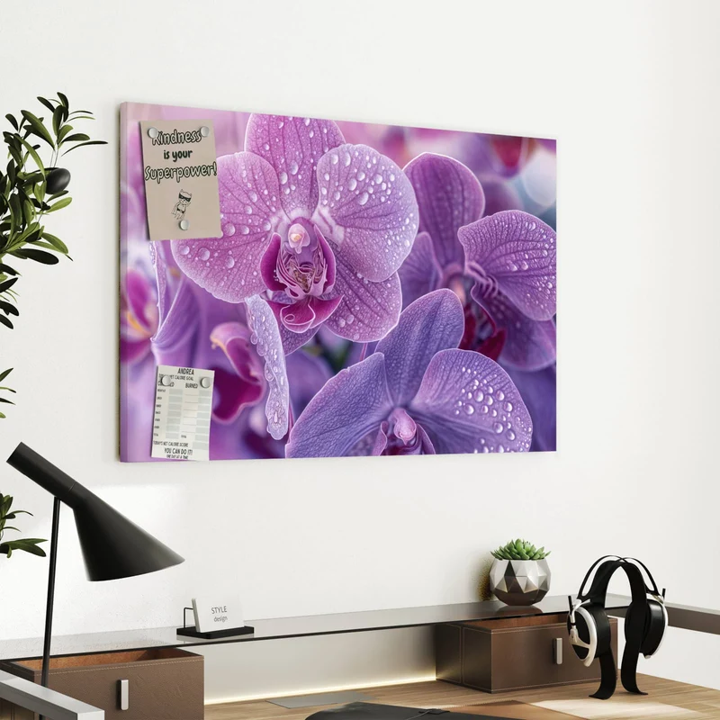 Metall Magnettafel - Orchideenblüten