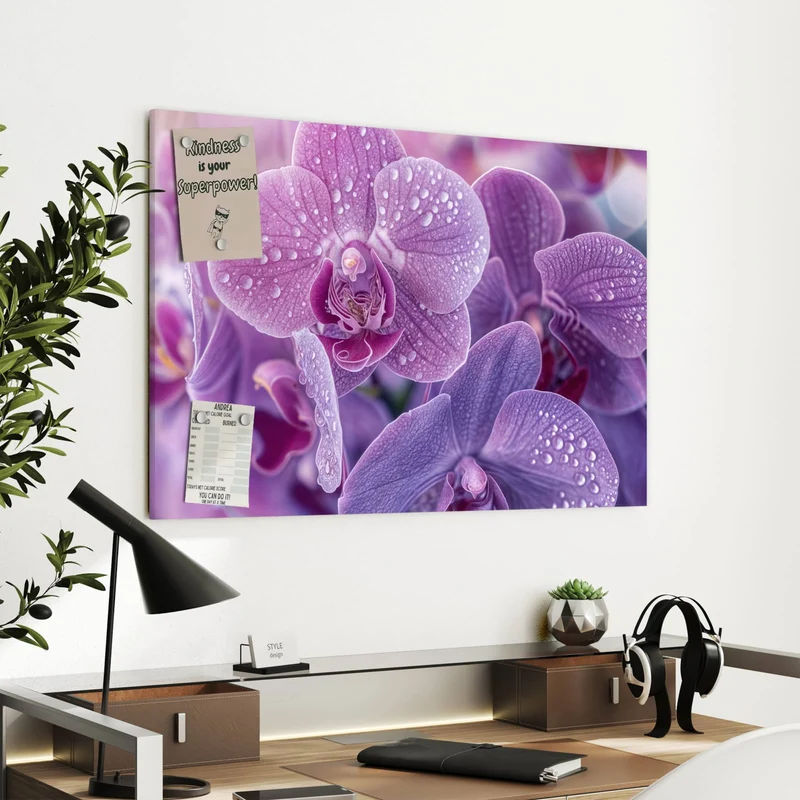 Metall Magnettafel - Orchideenblüten