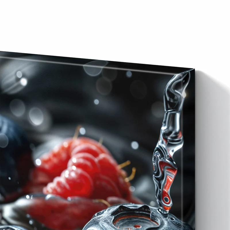 Metall Magnettafel - Himbeere und Blaubeeren