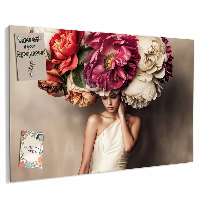 Metall Magnettafel - Frau mit Blumenhut