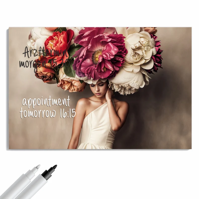 Metall Magnettafel - Frau mit Blumenhut
