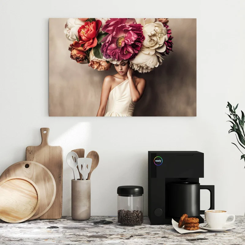 Metall Magnettafel - Frau mit Blumenhut