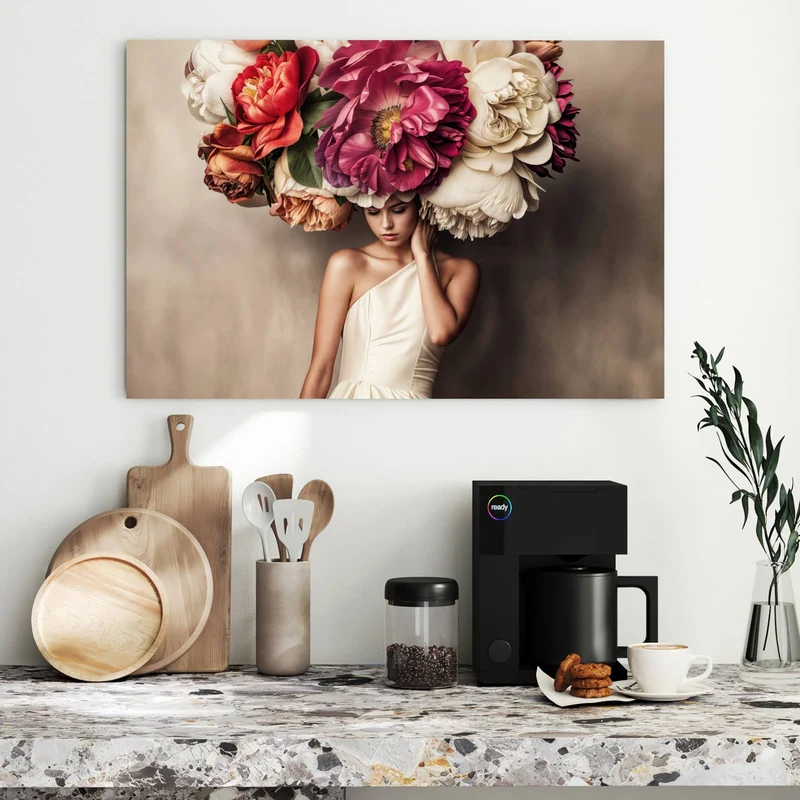 Metall Magnettafel - Frau mit Blumenhut