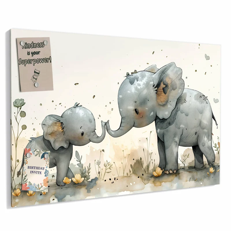 Metall Magnettafel - Elefantenfamilie