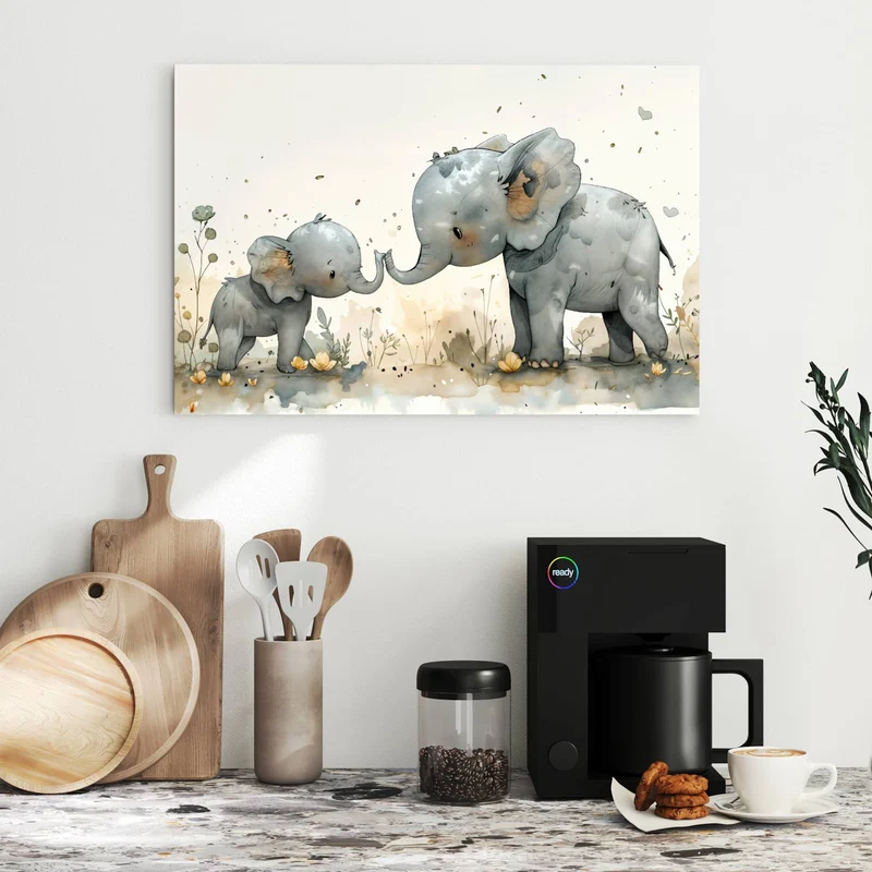 Metall Magnettafel - Elefantenfamilie