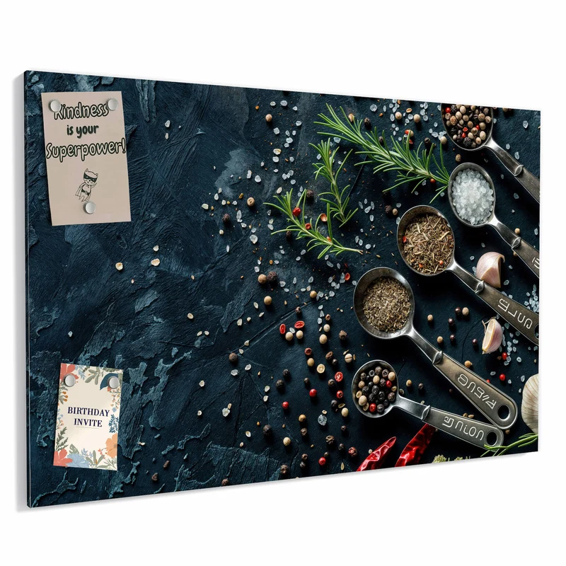 Metall Magnettafel - Gewürze in Messlöffeln