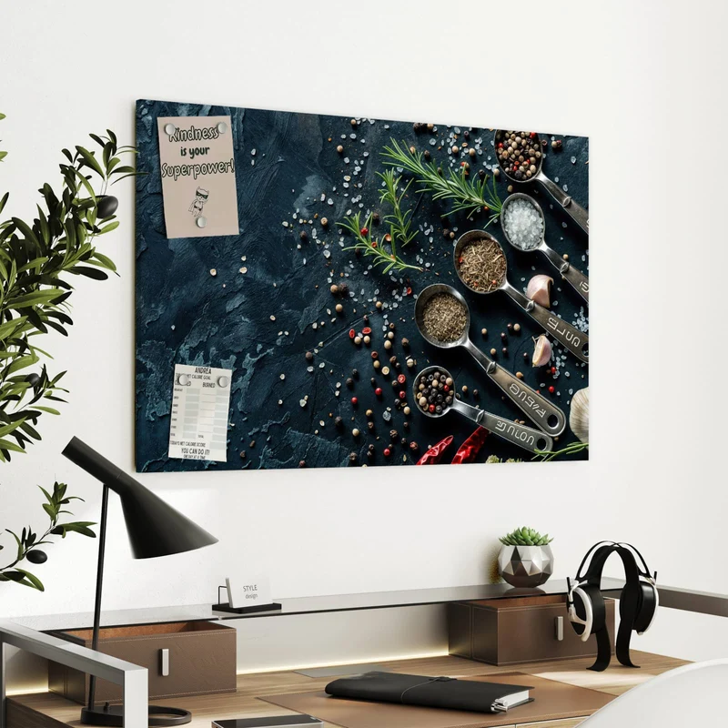 Metall Magnettafel - Gewürze in Messlöffeln