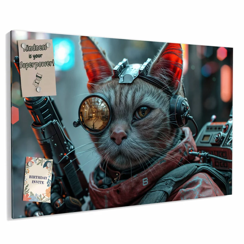 Metall Magnettafel - Katze mit Fliegerbrille
