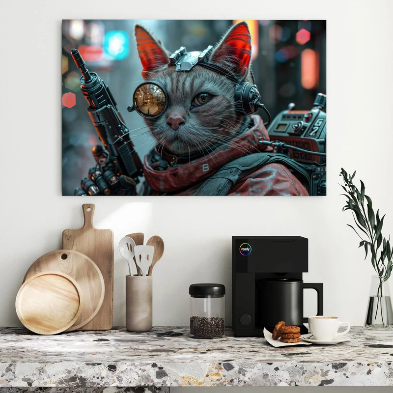 Metall Magnettafel - Katze mit Fliegerbrille