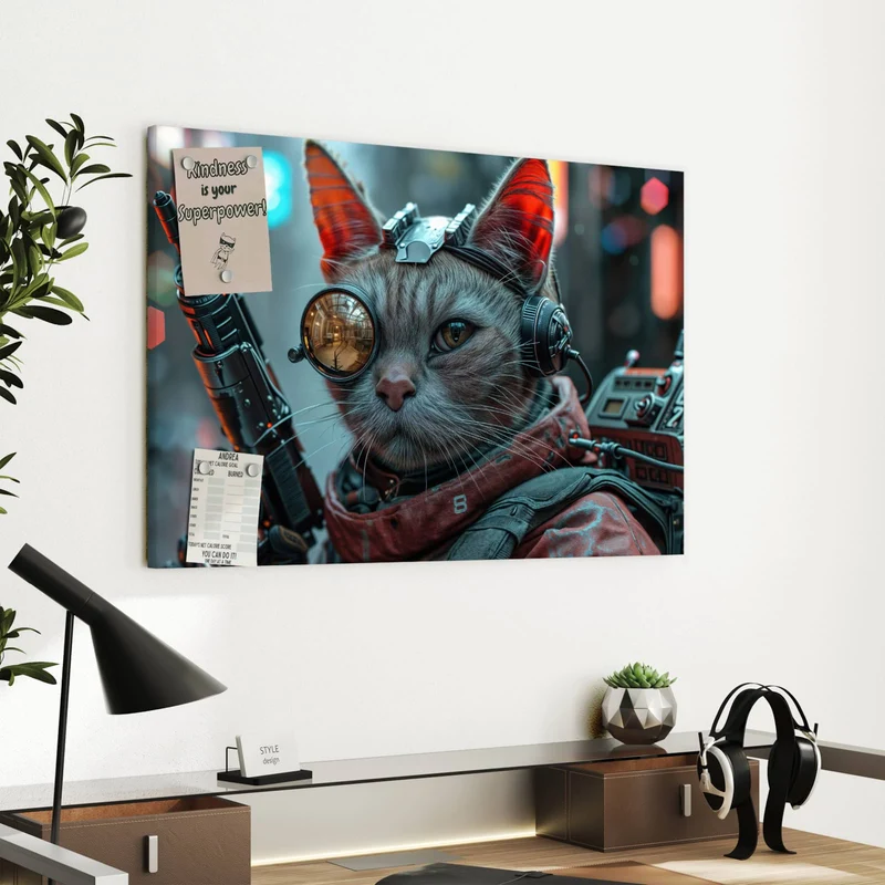 Metall Magnettafel - Katze mit Fliegerbrille