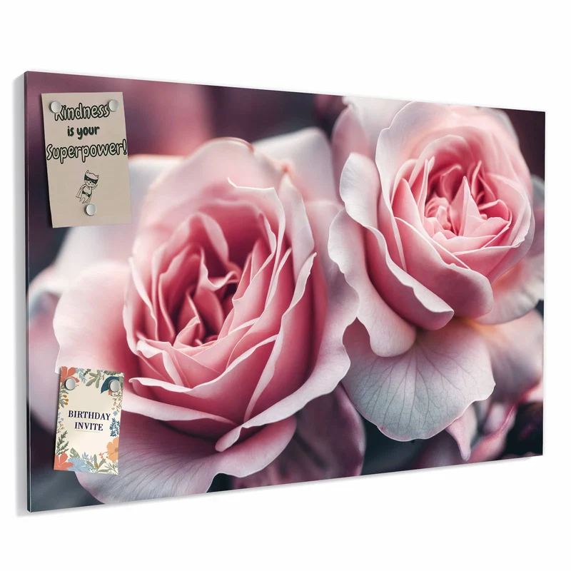 Metall Magnettafel - Rosenblüten Duo
