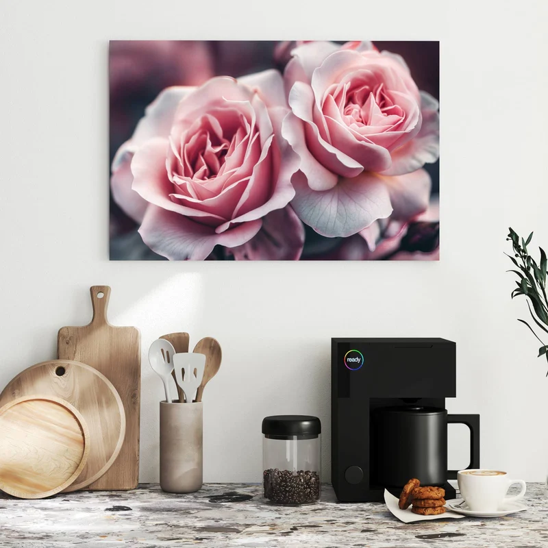 Metall Magnettafel - Rosenblüten Duo