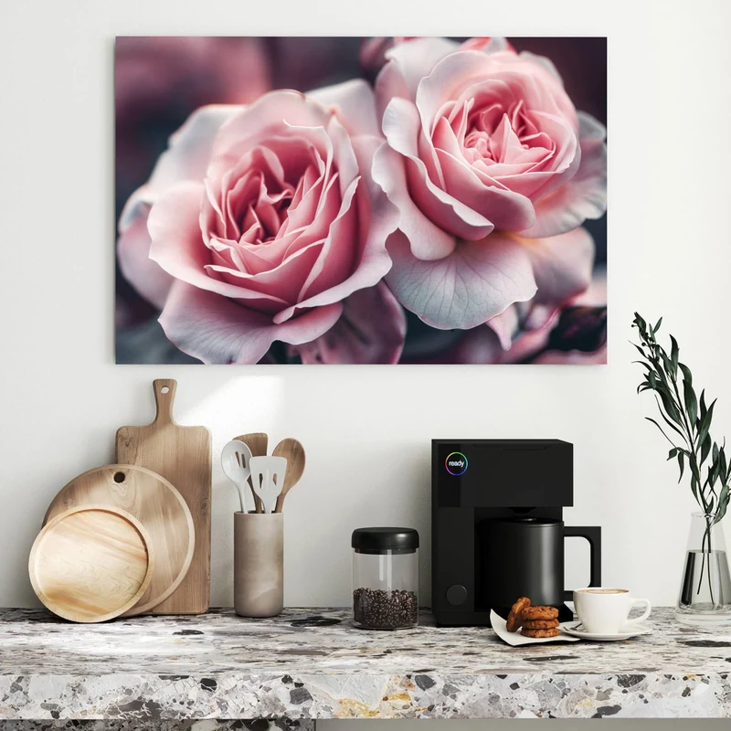 Metall Magnettafel - Rosenblüten Duo