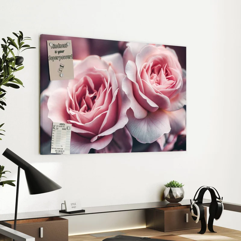 Metall Magnettafel - Rosenblüten Duo