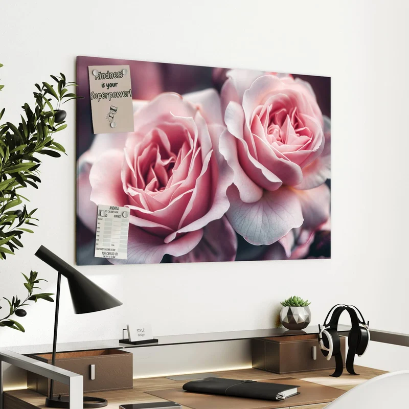 Metall Magnettafel - Rosenblüten Duo