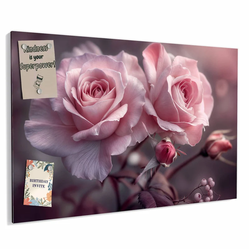 Metall Magnettafel - Romantische Rosen