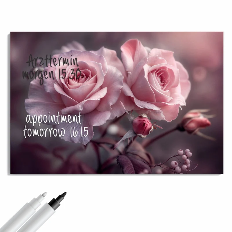 Metall Magnettafel - Romantische Rosen