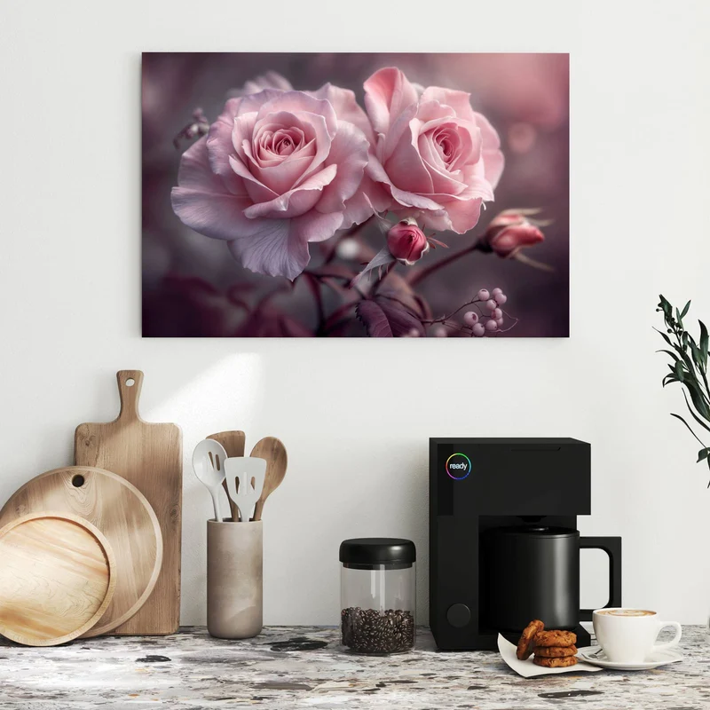 Metall Magnettafel - Romantische Rosen