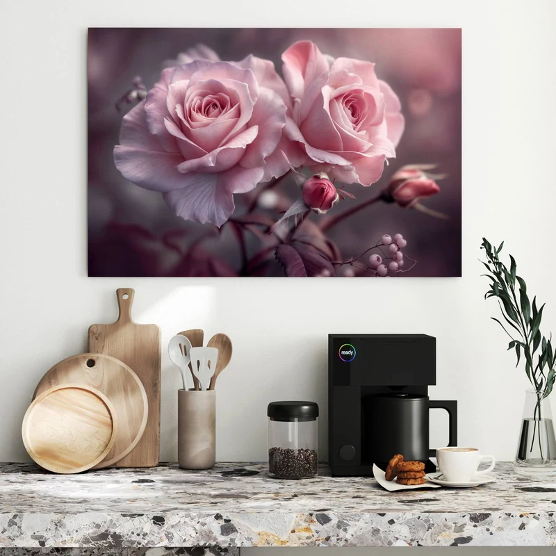 Metall Magnettafel - Romantische Rosen