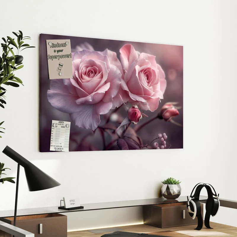 Metall Magnettafel - Romantische Rosen