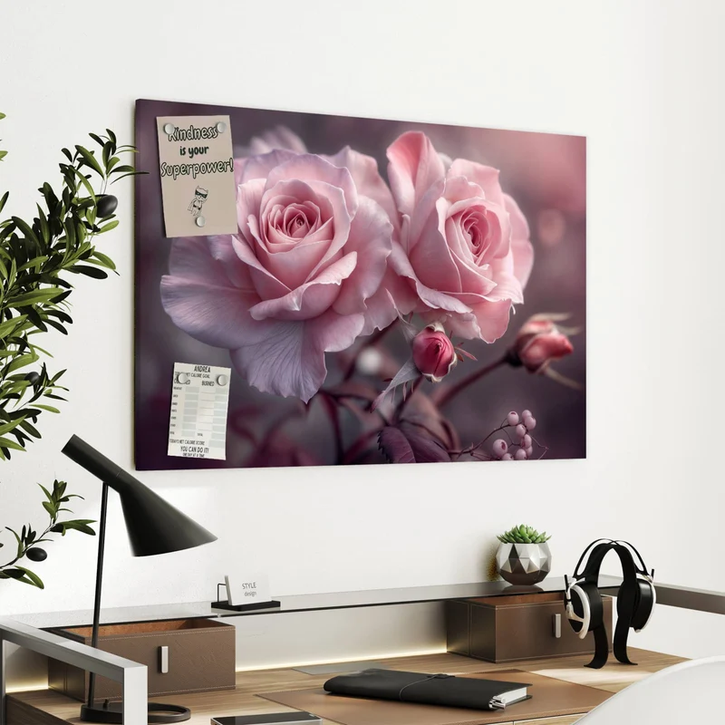Metall Magnettafel - Romantische Rosen