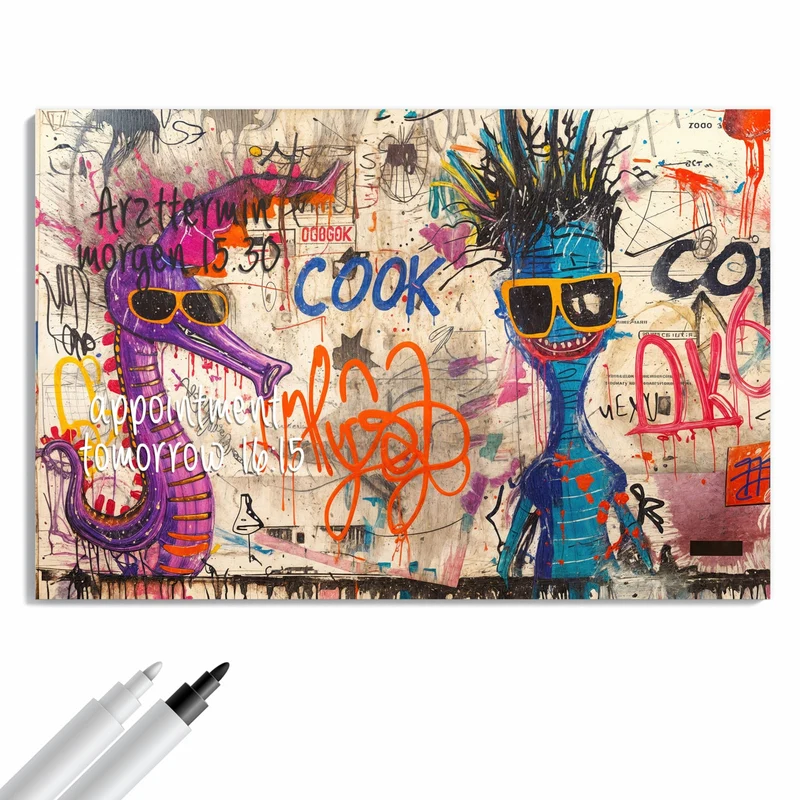Metall Magnettafel - Graffiti-Figuren