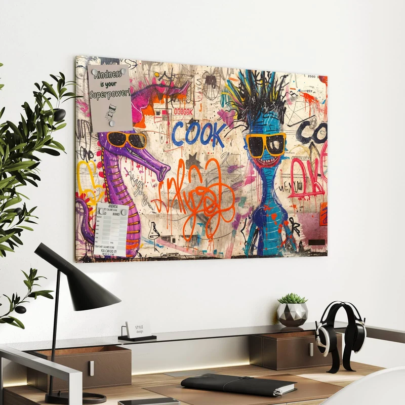 Metall Magnettafel - Graffiti-Figuren