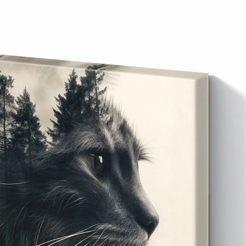 Metall Magnettafel - Katzenprofil mit Wald