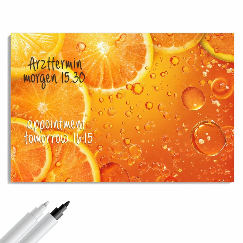 Metall Magnettafel - Sprudelnde Orangen