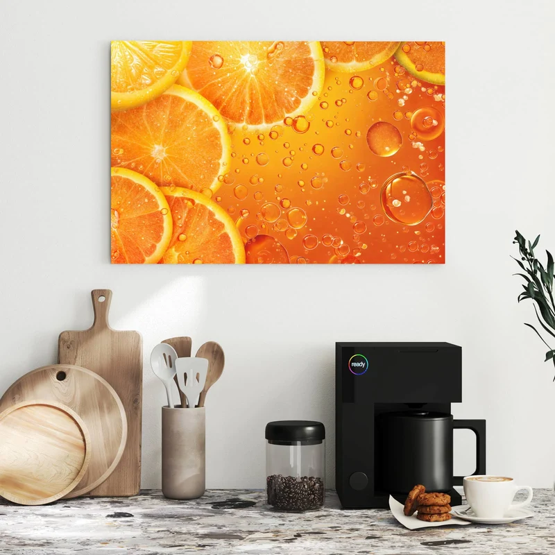 Metall Magnettafel - Sprudelnde Orangen