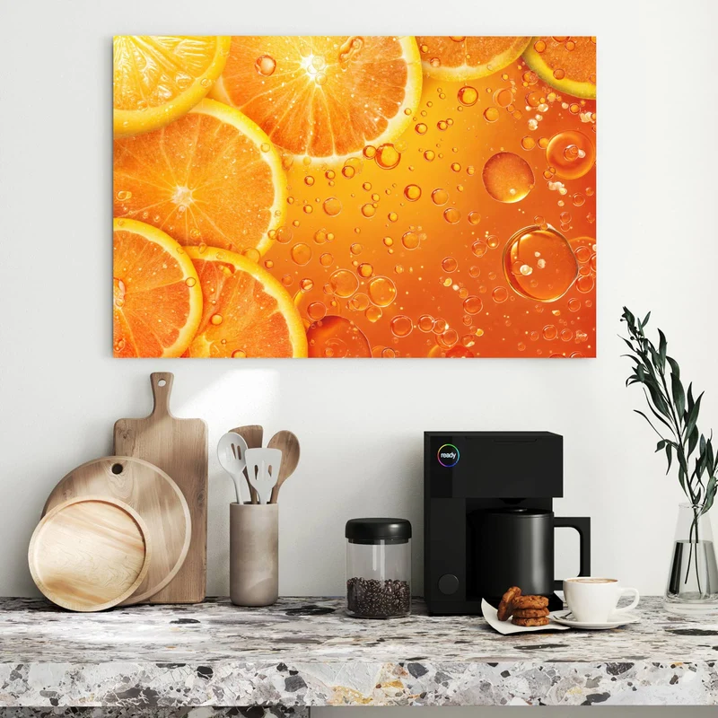 Metall Magnettafel - Sprudelnde Orangen