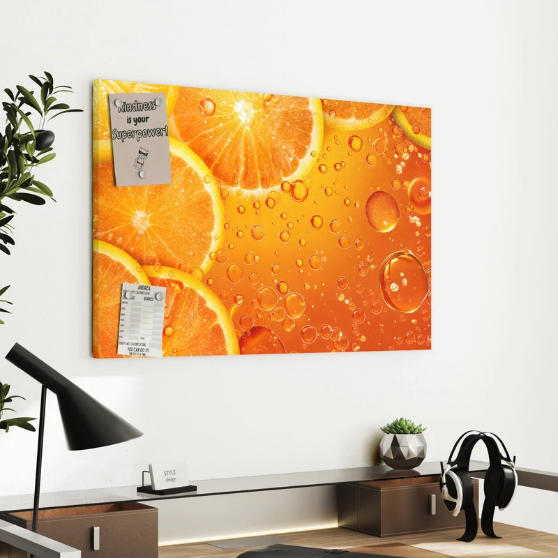 Metall Magnettafel - Sprudelnde Orangen