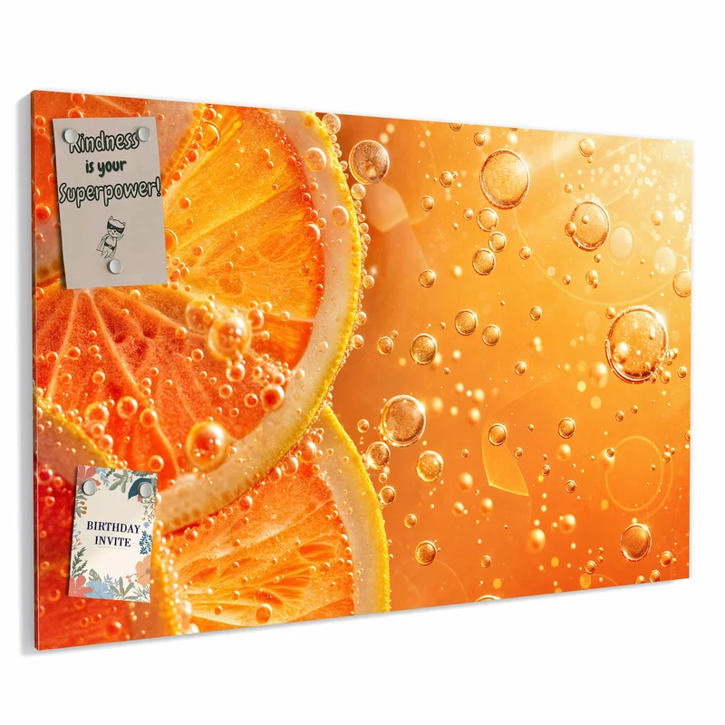 Metall Magnettafel - Orangen im Sprudel