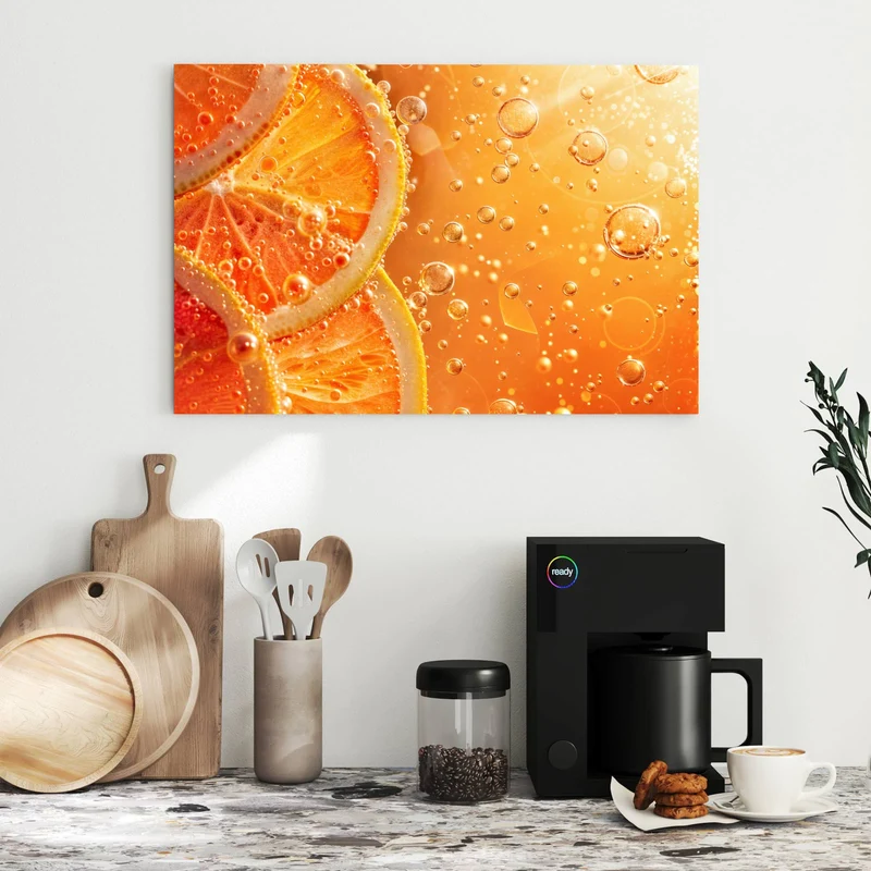 Metall Magnettafel - Orangen im Sprudel