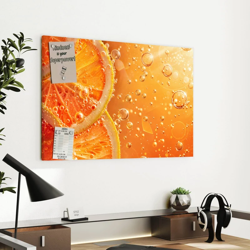Metall Magnettafel - Orangen im Sprudel
