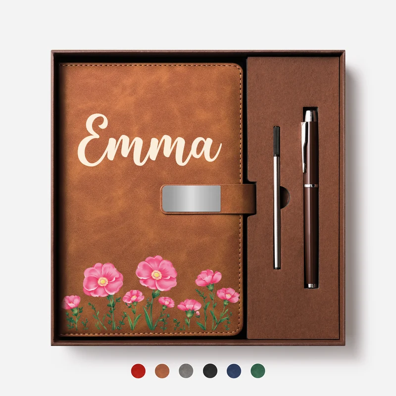Name + Gartenblumen - Personalisierte Geschenke Für Frauen | Notizbuch Mit Stift